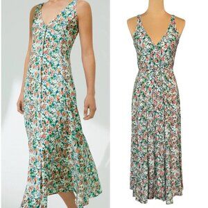 OYSHO Button Front Floral Midi Dress Sz.XS Multi Sleeveless Fairy Boho Cottage